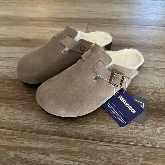 BIRKENSTOCK Boston Shearling Taupe Clogs size 7 7.5 8 8.5 9 9.5 38 39 40 Women’s - Picture 7 of 7